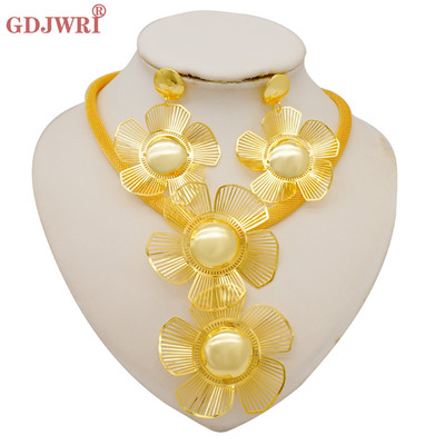 Seturi de bijuterii africane la modă pentru femei, rotund, colier, cercei, auriu, pentru petrecere, pentru mireasă, bijuterii de lux de calitate