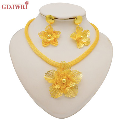 Seturi de bijuterii africane la modă pentru femei, rotund, colier, cercei, auriu, pentru petrecere, pentru mireasă, bijuterii de lux de calitate