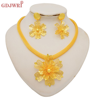 Seturi de bijuterii africane la modă pentru femei, rotund, colier, cercei, auriu, pentru petrecere, pentru mireasă, bijuterii de lux de calitate