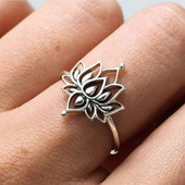 Vintage Lotus Gyűrűk Női Tinédzsereknek Rozsdamentes acél jegygyűrű Gótikus Esztétikus Ezüst Szín Gyűrűk Ékszer Ajándék bague femme