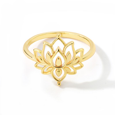 Vintage Lotus Gyűrűk Női Tinédzsereknek Rozsdamentes acél jegygyűrű Gótikus Esztétikus Ezüst Szín Gyűrűk Ékszer Ajándék bague femme