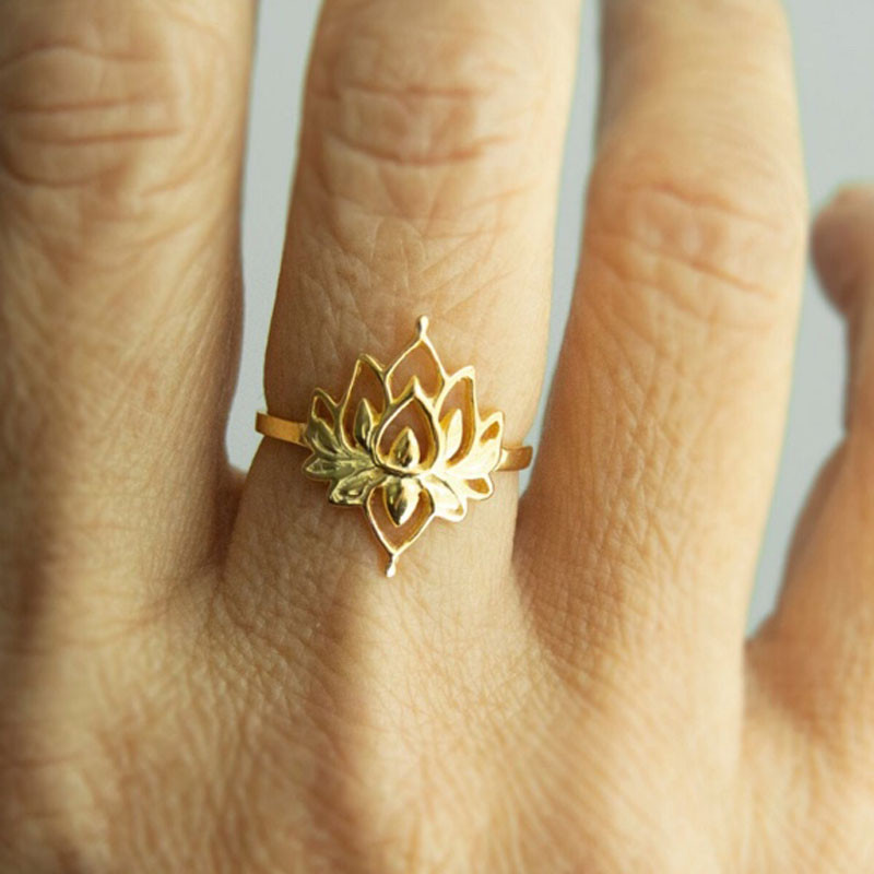 Vintage Lotus Gyűrűk Női Tinédzsereknek Rozsdamentes acél jegygyűrű Gótikus Esztétikus Ezüst Szín Gyűrűk Ékszer Ajándék bague femme