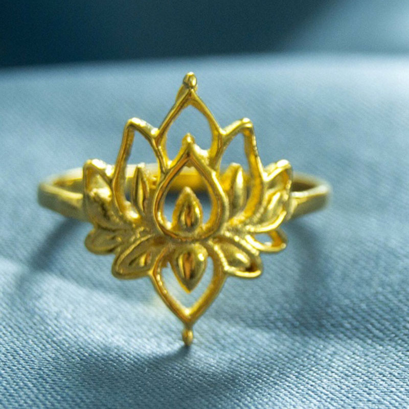 Vintage Lotus Gyűrűk Női Tinédzsereknek Rozsdamentes acél jegygyűrű Gótikus Esztétikus Ezüst Szín Gyűrűk Ékszer Ajándék bague femme