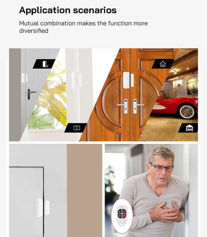 Tuya RF Alarm Gateway Okenné dvere Senzor Detektor vody Diaľkový ovládač Inteligentný domáci bezpečnostný alarm Súpravy fungujú so Smart Life Alexa