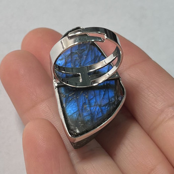 Δαχτυλίδι από φυσική πέτρα ακανόνιστο σχήμα χάντρα μπλε μωβ Δαχτυλίδι λαμπραντορίτη Ρυθμιζόμενο δαχτυλίδι για γυναίκες Ανδρικά κοσμήματα Cabochon