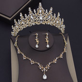 Gyönyörű kristály esküvői ruha Choker nyaklánc szettek nőknek menyasszonyi ékszer szettek Tiaras korona fülbevaló menyasszonyi ékszer készletek