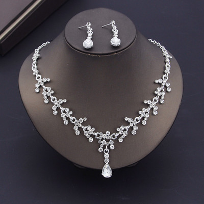 Gyönyörű kristály esküvői ruha Choker nyaklánc szettek nőknek menyasszonyi ékszer szettek Tiaras korona fülbevaló menyasszonyi ékszer készletek