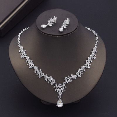 Gyönyörű kristály esküvői ruha Choker nyaklánc szettek nőknek menyasszonyi ékszer szettek Tiaras korona fülbevaló menyasszonyi ékszer készletek