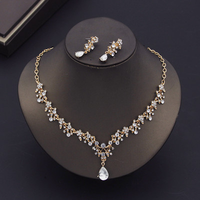 Gyönyörű kristály esküvői ruha Choker nyaklánc szettek nőknek menyasszonyi ékszer szettek Tiaras korona fülbevaló menyasszonyi ékszer készletek