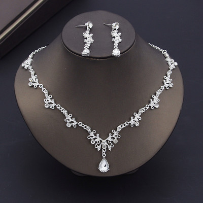 Gyönyörű kristály esküvői ruha Choker nyaklánc szettek nőknek menyasszonyi ékszer szettek Tiaras korona fülbevaló menyasszonyi ékszer készletek