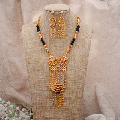 24k Dubai arany színű ékszerkészletek nőknek luxus nyaklánc fülbevaló menyasszonyi afrikai esküvői dísz Feleség ajándék ékszer készlet