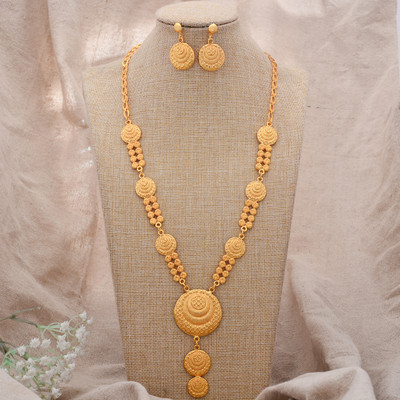 24k Dubai arany színű ékszerkészletek nőknek luxus nyaklánc fülbevaló menyasszonyi afrikai esküvői dísz Feleség ajándék ékszer készlet