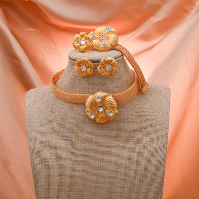 24k Dubai arany színű ékszerkészletek nőknek luxus nyaklánc fülbevaló menyasszonyi afrikai esküvői dísz Feleség ajándék ékszer készlet