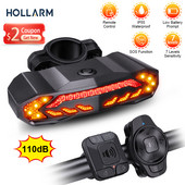 Hollarm Alarmă pentru bicicletă Lampă din spate Antifurt USB Reîncărcabilă Impermeabil Inducție inteligentă Semnal pentru biciclete Frână Lampă din spate Alarma pentru biciclete