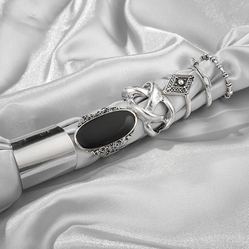 Tocona Bohemia Antique Silver Boja Cross Arrow Black Rhinestone Charm Prstenovi Setovi za žene Muškarci Party nakit prstenovi 3450