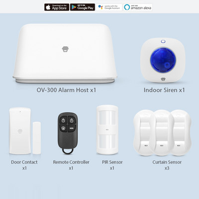 Превъзходна WiFi алармена система Chuango Smart OV-300 Интелигентна домашна алармена система с детектор за дим/газ/PIR
