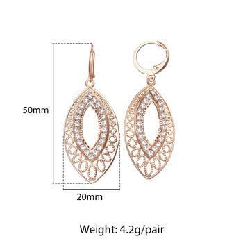 Davieslee 585 цвят розово злато Дамски капкови обеци Бижута Обеци за жени Цветен модел Модни подаръци за момичета 2019 DGE193