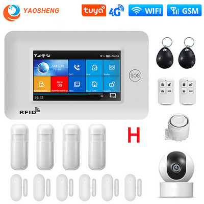 PG-106 4G 433MHz безжичен WIFI GPRS сензорен екран Умни домашни алармени системи за кражба със сирена Детектор за дим Сензор за врата