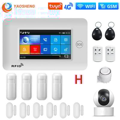 PG-106 4G 433MHz bežični WIFI GPRS zaslon osjetljiv na dodir Pametni kućni protuprovalni sigurnosni alarmni sustavi sa sirenom Detektor dima Senzor za vrata