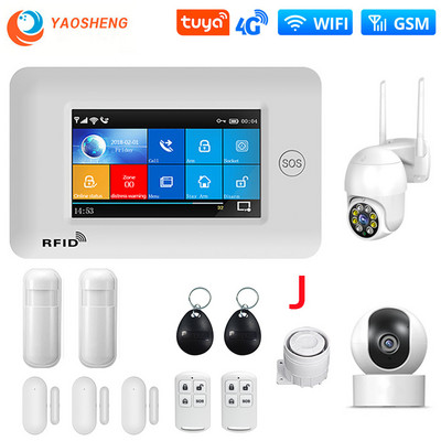 PG-106 4G 433MHz bežični WIFI GPRS zaslon osjetljiv na dodir Pametni kućni protuprovalni sigurnosni alarmni sustavi sa sirenom Detektor dima Senzor za vrata