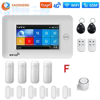 PG-106 4G 433MHz bežični WIFI GPRS zaslon osjetljiv na dodir Pametni kućni protuprovalni sigurnosni alarmni sustavi sa sirenom Detektor dima Senzor za vrata