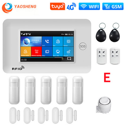 PG-106 4G 433MHz bežični WIFI GPRS zaslon osjetljiv na dodir Pametni kućni protuprovalni sigurnosni alarmni sustavi sa sirenom Detektor dima Senzor za vrata