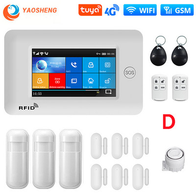 PG-106 4G 433MHz bežični WIFI GPRS zaslon osjetljiv na dodir Pametni kućni protuprovalni sigurnosni alarmni sustavi sa sirenom Detektor dima Senzor za vrata