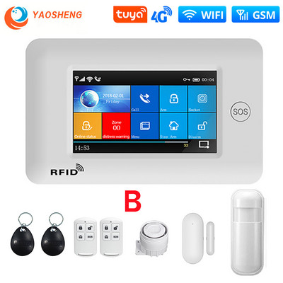 PG-106 4G 433MHz bežični WIFI GPRS zaslon osjetljiv na dodir Pametni kućni protuprovalni sigurnosni alarmni sustavi sa sirenom Detektor dima Senzor za vrata