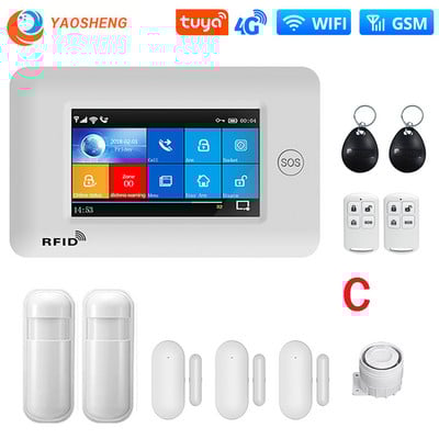 PG-106 4G 433MHz bežični WIFI GPRS zaslon osjetljiv na dodir Pametni kućni protuprovalni sigurnosni alarmni sustavi sa sirenom Detektor dima Senzor za vrata