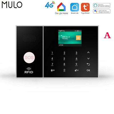 Sisteme de alarmă de securitate MULO 4G 3G Tuya Smart WIFI funcționează cu Alexa Home Detector de mișcare antiefracție Detector fără fir de fum Alarme