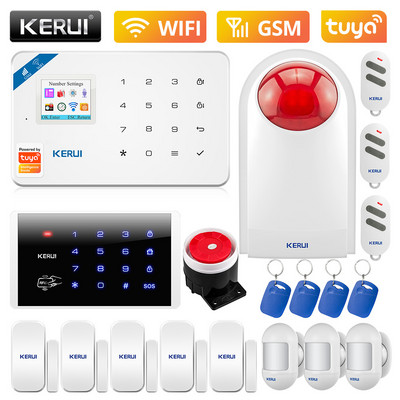 KERUI W181 WIFI GSM mājas apsardze Tuya Smart Alarm System APP vadības bezvadu durvju sensors PIR kustības detektora apzagšanas signalizācijas komplekts