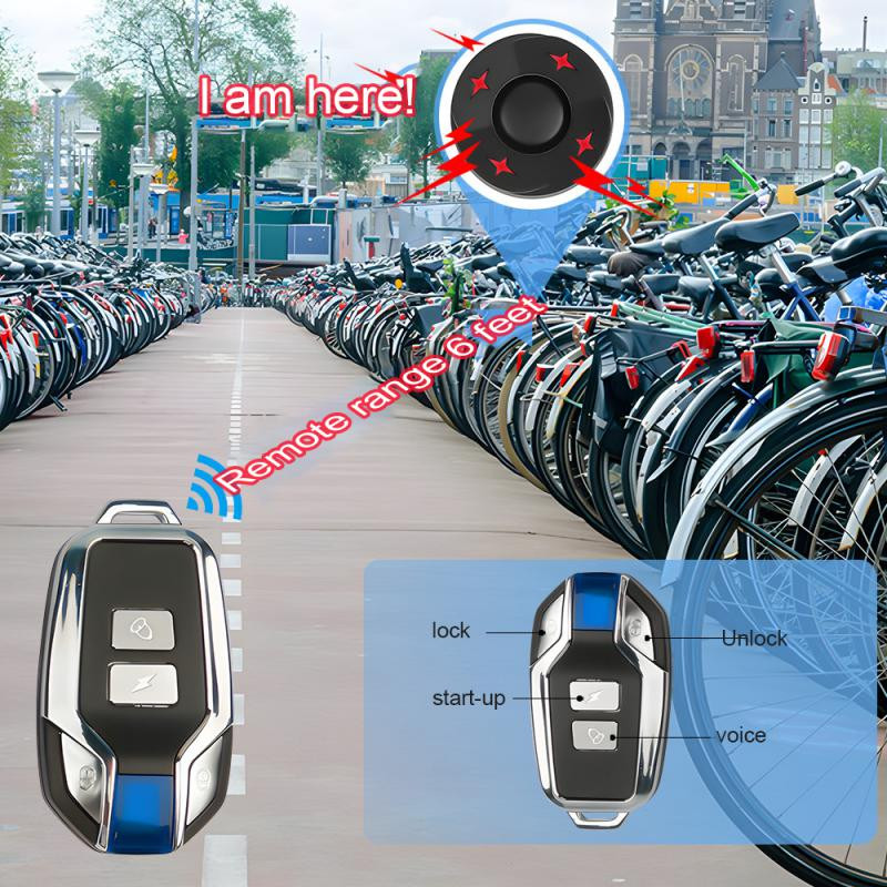 Kerékpárriasztó vezeték nélküli vízálló kerékpár vibrációs riasztó 110dB USB töltő távirányító motorkerékpár riasztó biztonsági védelem