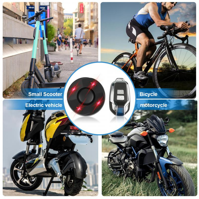 Kerékpárriasztó vezeték nélküli vízálló kerékpár vibrációs riasztó 110dB USB töltő távirányító motorkerékpár riasztó biztonsági védelem