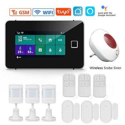 4,3-inčni TFT zaslon, alarmni WiFi Gsm sigurnosni zaslon s aktiviranjem otiska prsta Tuya Smart Life Alexa s detektorom senzora pokreta od 433 Mhz