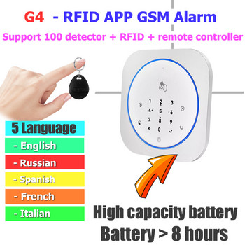 GSM алармена система Безопасно RFID ПРИЛОЖЕНИЕ Сензорна клавиатура 433MHz Сензор за отворена и затворена врата Аларма Инфрачервен PIR детектор за движение на животни