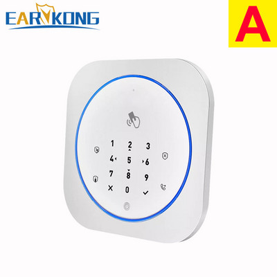 GSM alarm systém, bezpečný RFID APP, dotyková klávesnica, 433MHz senzor otvorenia a zatvorenia dverí, infračervený PIR detektor pohybu, imunita voči zvieratám