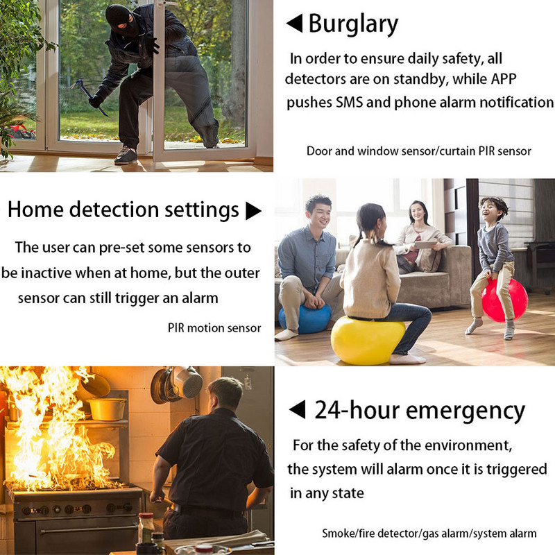 TUGARD G60B Tuya bežični Wifi kućni sigurnosni GSM alarmni sustav Smart Life Alexa App Control s 433Mhz detektorom senzora pokreta