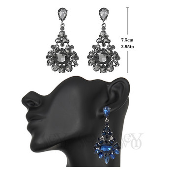 Veyofun Класически луксозни кристални обеци с капки Булчински висящи обеци Модни бижута за жени Нов подарък