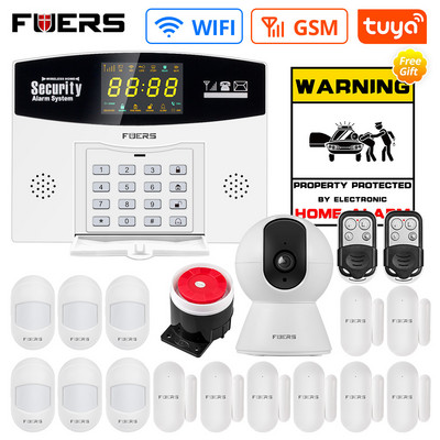 DIY FUERS Tuya WiFi GSM Sistem de alarmă de securitate la domiciliu Smart Home Wifi Home Alarm System Senzor de mișcare smart life