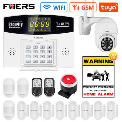 DIY FUERS Tuya WiFi GSM Sistem de alarmă de securitate la domiciliu Smart Home Wifi Home Alarm System Senzor de mișcare smart life