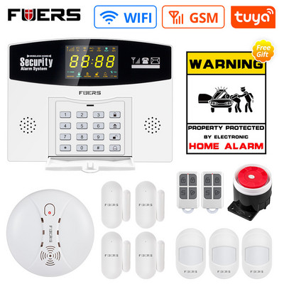 DIY FUERS Tuya WiFi GSM Sistem de alarmă de securitate la domiciliu Smart Home Wifi Home Alarm System Senzor de mișcare smart life