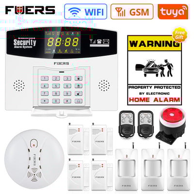 DIY FUERS Tuya WiFi GSM Sistem de alarmă de securitate la domiciliu Smart Home Wifi Home Alarm System Senzor de mișcare smart life