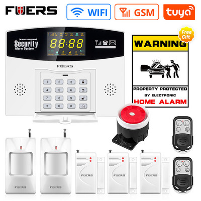 DIY FUERS Tuya WiFi GSM Sistem de alarmă de securitate la domiciliu Smart Home Wifi Home Alarm System Senzor de mișcare smart life