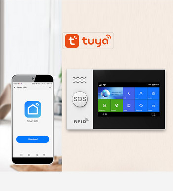 Безжичен Wifi 4G 3G GSM GPRS Домашна охранителна алармена система с 4,3-инчов сензорен екран за Tuya Smart Life APP работи Alexa & Google