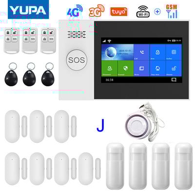 Σύστημα συναγερμού ασφαλείας για το σπίτι Wifi 4G 3G GSM GPRS με οθόνη αφής 4,3 ιντσών για την εφαρμογή Tuya Smart Life Works Alexa & Google