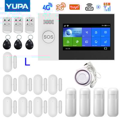 Σύστημα συναγερμού ασφαλείας για το σπίτι Wifi 4G 3G GSM GPRS με οθόνη αφής 4,3 ιντσών για την εφαρμογή Tuya Smart Life Works Alexa & Google