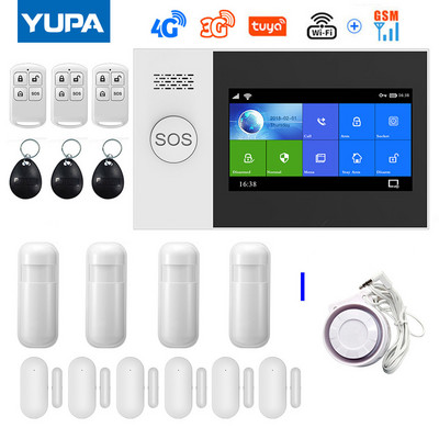 Σύστημα συναγερμού ασφαλείας για το σπίτι Wifi 4G 3G GSM GPRS με οθόνη αφής 4,3 ιντσών για την εφαρμογή Tuya Smart Life Works Alexa & Google