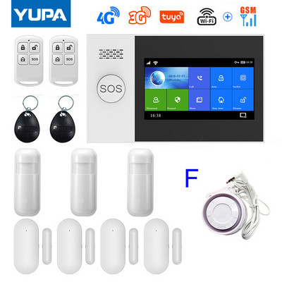 Σύστημα συναγερμού ασφαλείας για το σπίτι Wifi 4G 3G GSM GPRS με οθόνη αφής 4,3 ιντσών για την εφαρμογή Tuya Smart Life Works Alexa & Google