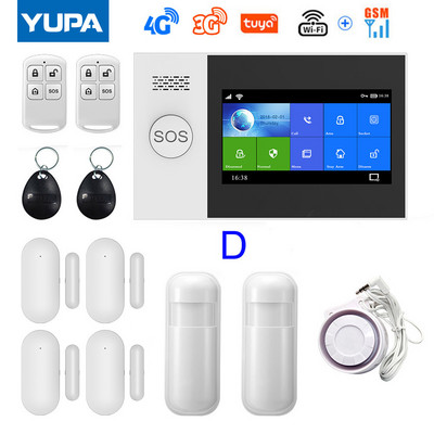 Σύστημα συναγερμού ασφαλείας για το σπίτι Wifi 4G 3G GSM GPRS με οθόνη αφής 4,3 ιντσών για την εφαρμογή Tuya Smart Life Works Alexa & Google