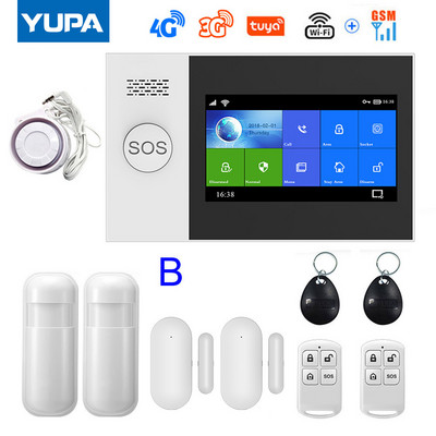 Σύστημα συναγερμού ασφαλείας για το σπίτι Wifi 4G 3G GSM GPRS με οθόνη αφής 4,3 ιντσών για την εφαρμογή Tuya Smart Life Works Alexa & Google